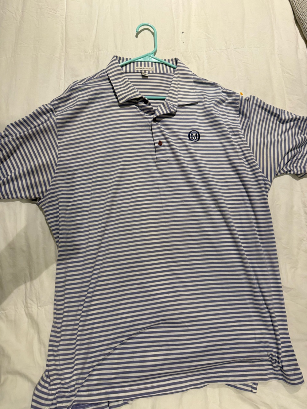 Peter Millar Blue and White Striped Polo Shirt